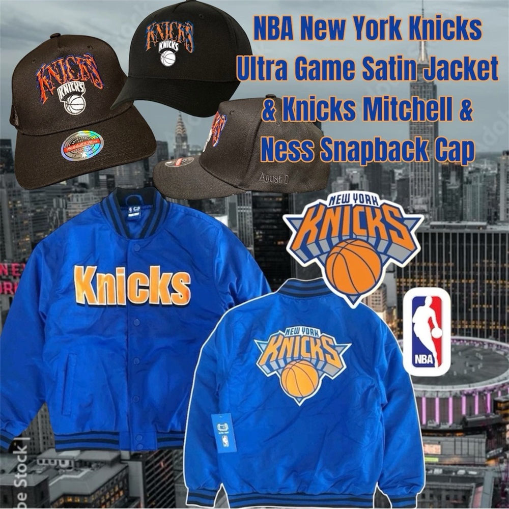 New York Knicks Ultra Bomber Jacket & Mitchell & Ness Knicks Black Snapback Cap
